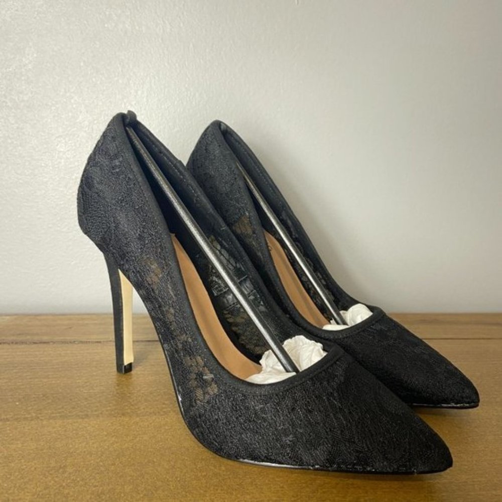 New Call It Spring Gwydda Black Lace Heels - Picture 1 of 6